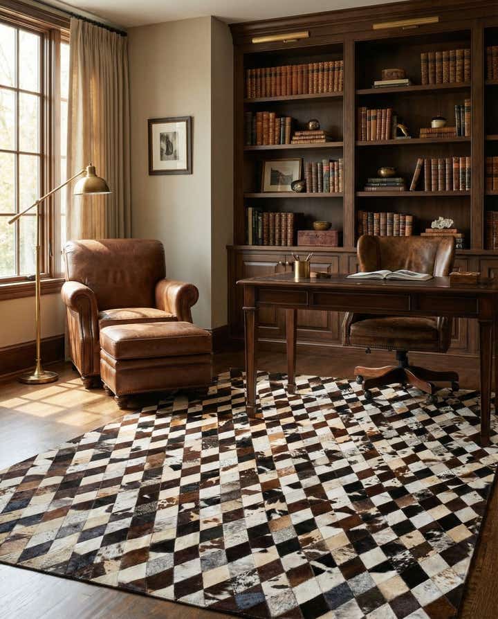 6' 7 x 9' 11 Cowhide Stocks Rug