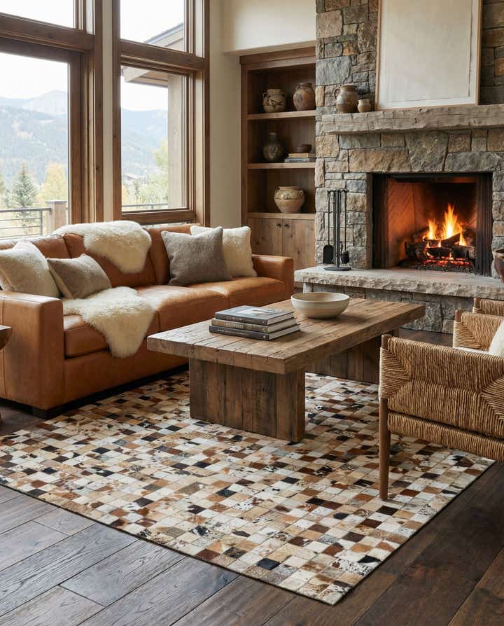 5' x 8' Cowhide Leather Rug