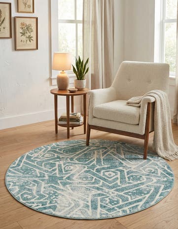4' x 4' Modern Classical Round Rug