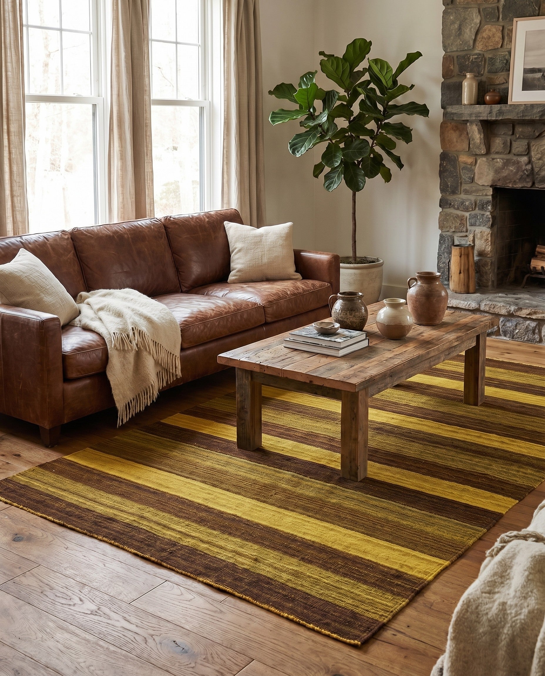 4' 2 x 5' 7 Hand Woven Kilim Afghan Wool Rug