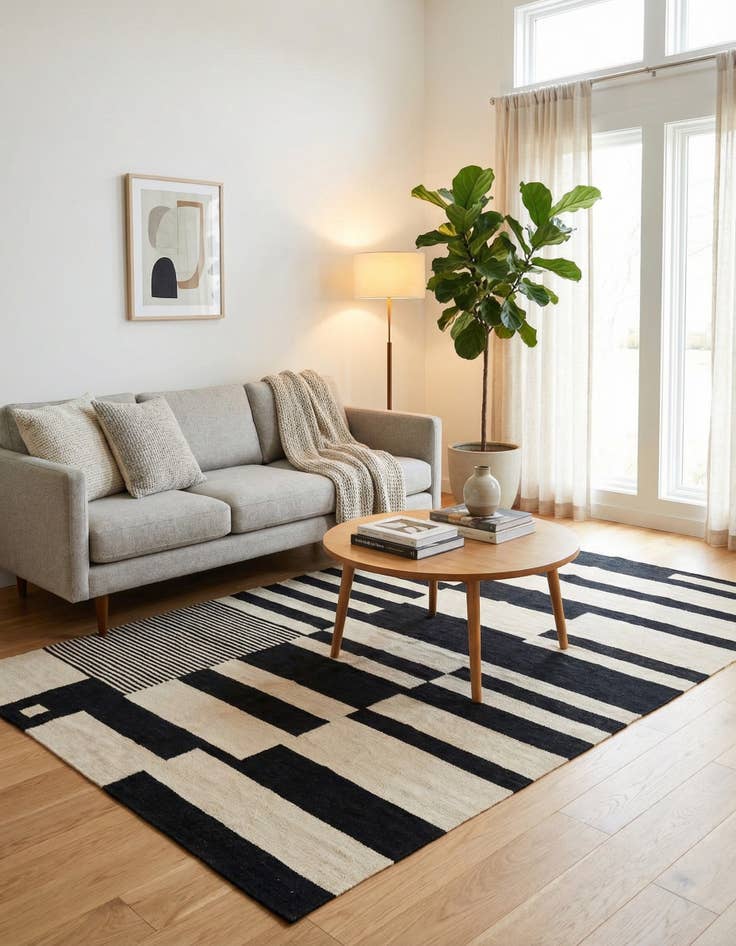 Detail image of 5' 6 x 7' 9  Hand Woven Kilim Modern Wool Rug