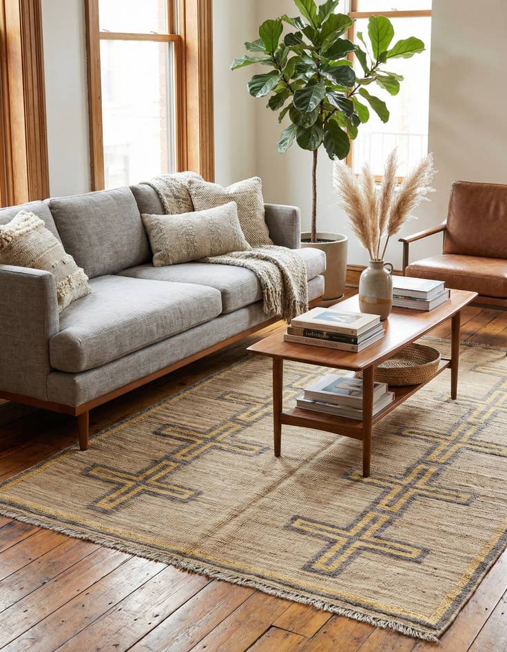 Detail image of  4' 10 x 7' 4  Hand Knotted Moroccan Wool Rug