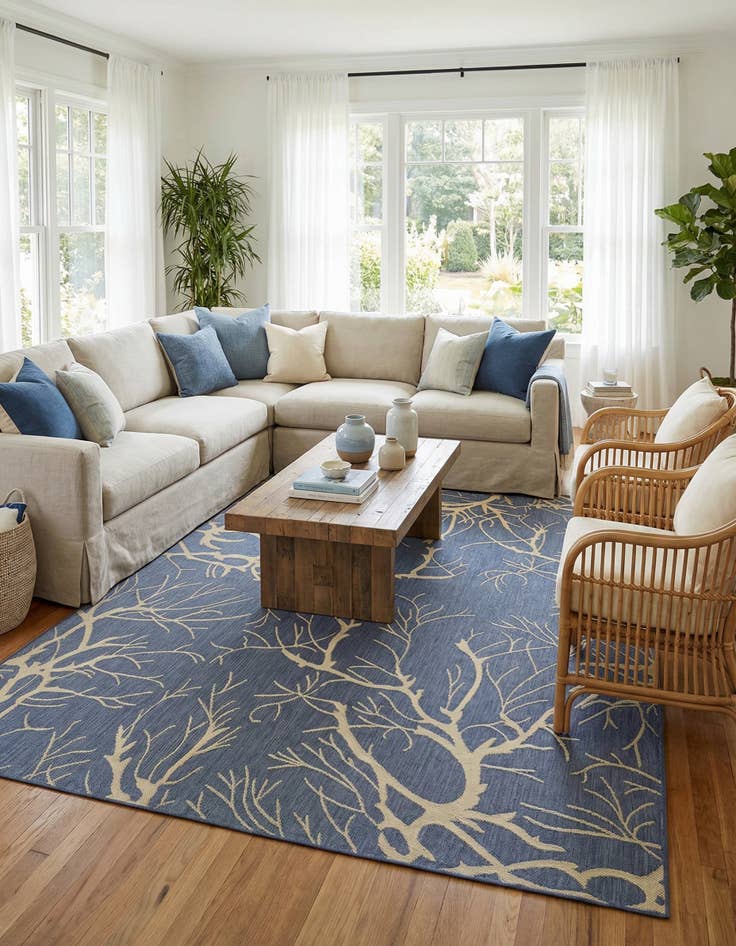 Detail image of 8' x 11' 4  Washable Botanical Indoor / Outdoor Rug