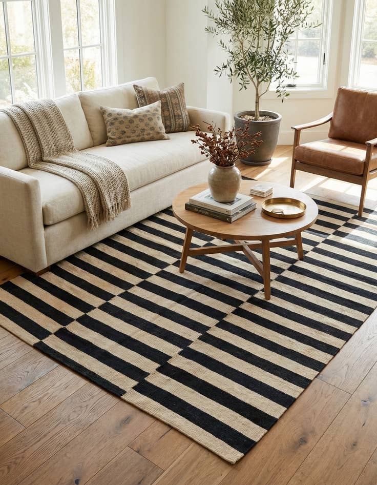 Detail image of 4' 2 x 5' 10  Hand Woven Kilim Modern Wool Rug