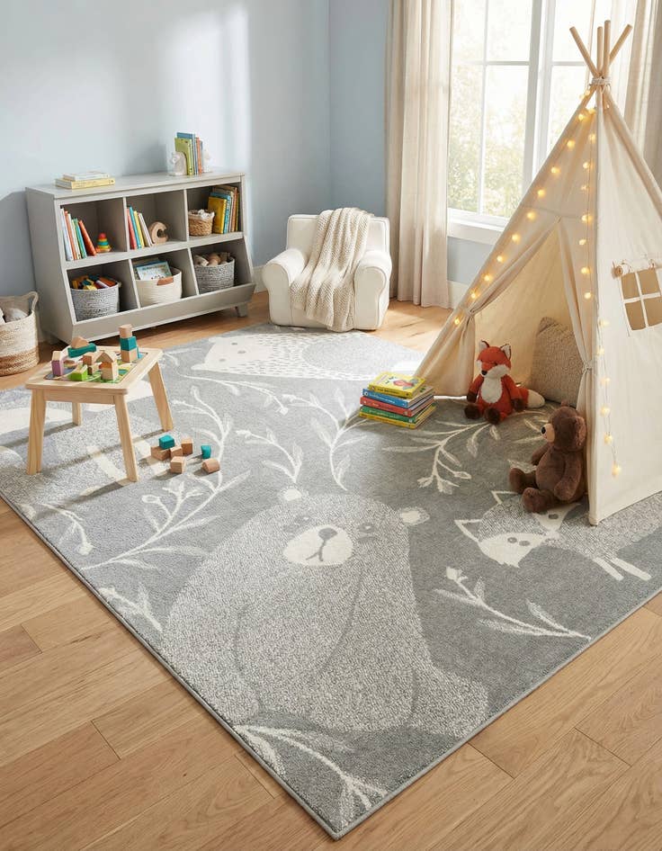 Detail image of 7' 10 x 10' Animals Whimsy Kids Rug