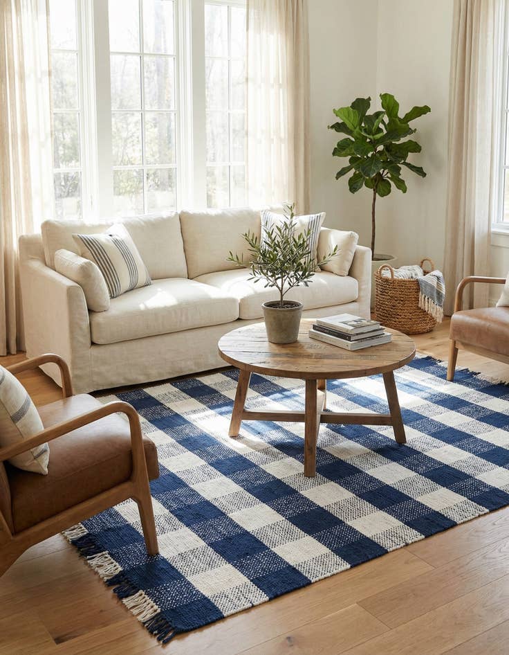 Detail image of 6' x 9' Eco Plaid   Washable Indoor / Outdoor Rug