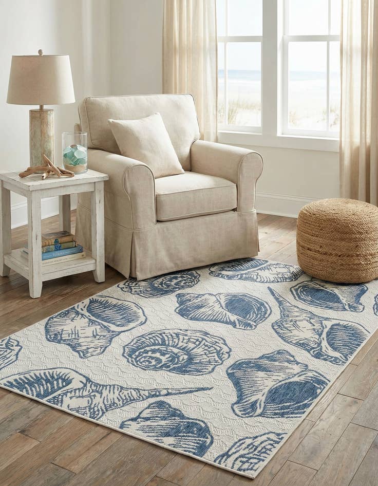 Detail image of 5' 3 x 7'  Washable Coastal Indoor / Outdoor Rug