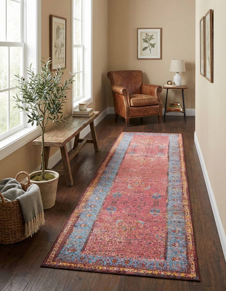 Detail image of  2' 7 x 12'  Washable Traditional Indoor / Outdoor Runner Rug