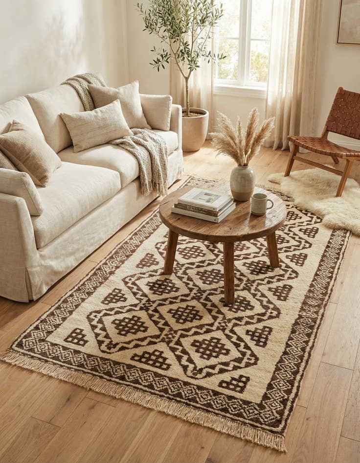 Detail image of 3' 8 x 7'  Hand Knotted Moroccan Wool Rug