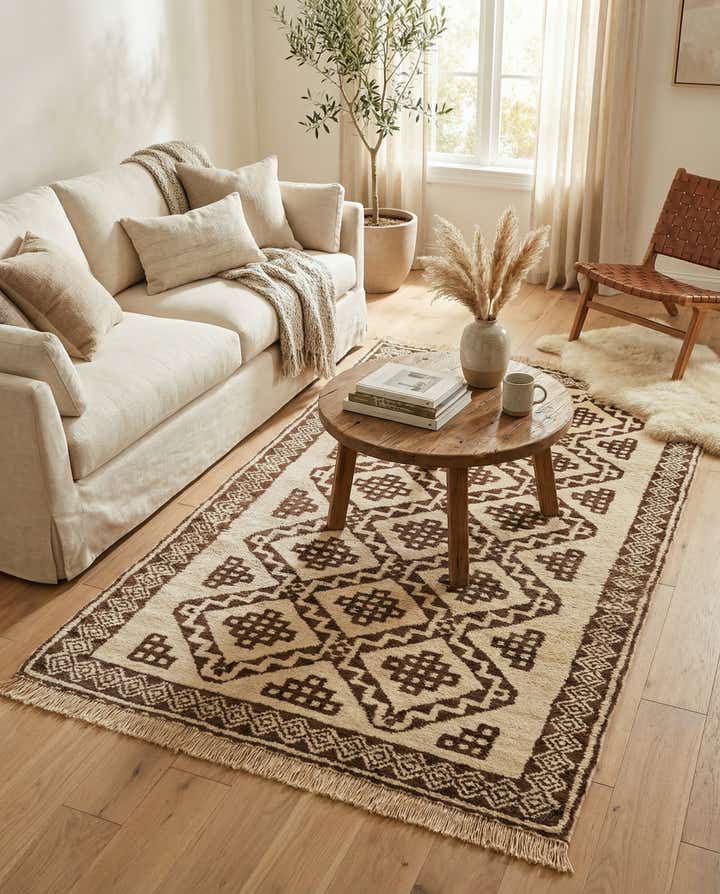 3' 8 x 7' Hand Knotted Moroccan Wool Rug