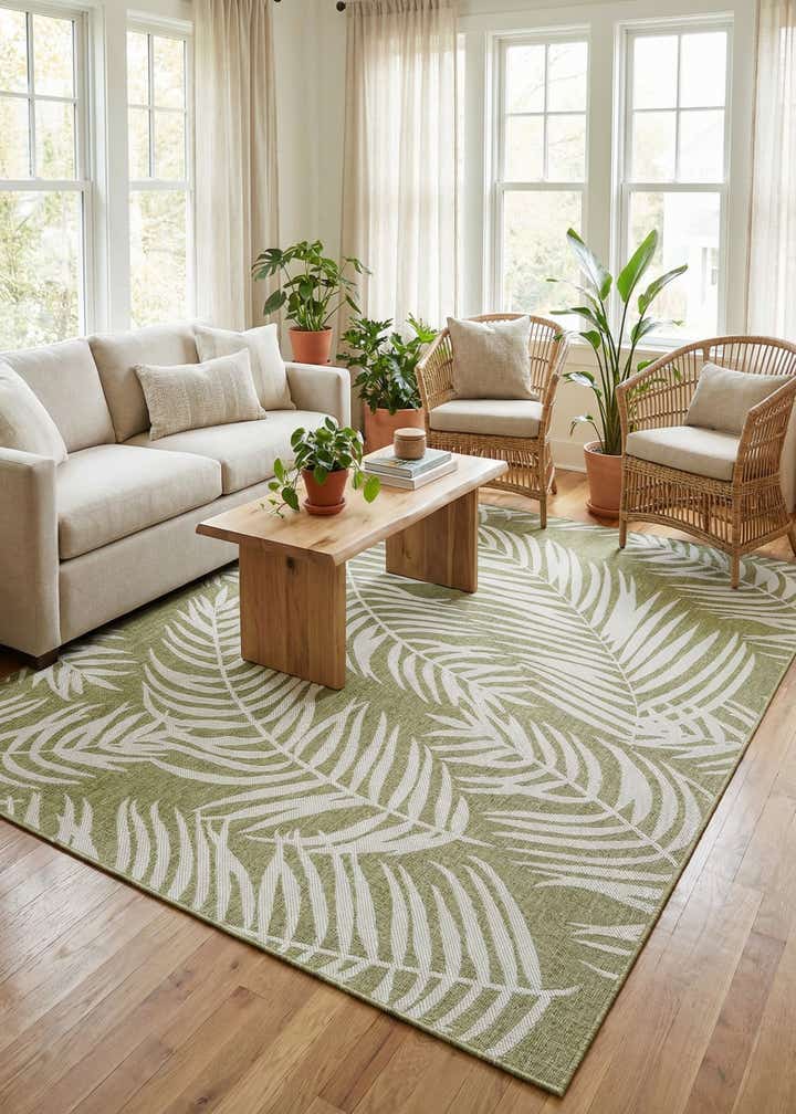 7' 10 x 10' Easy-Clean Botanical Indoor / Outdoor Rug