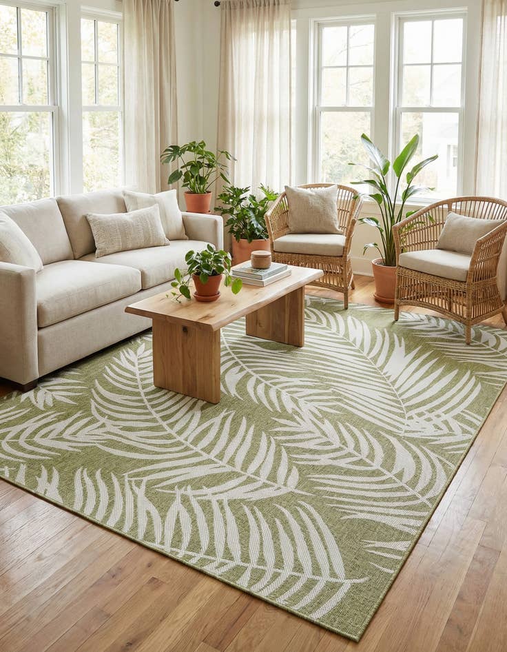 Detail image of 7' 10 x 10'  Washable Botanical Indoor / Outdoor Rug