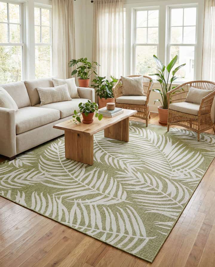 7' 10 x 10' Easy-Clean Botanical Indoor / Outdoor Rug