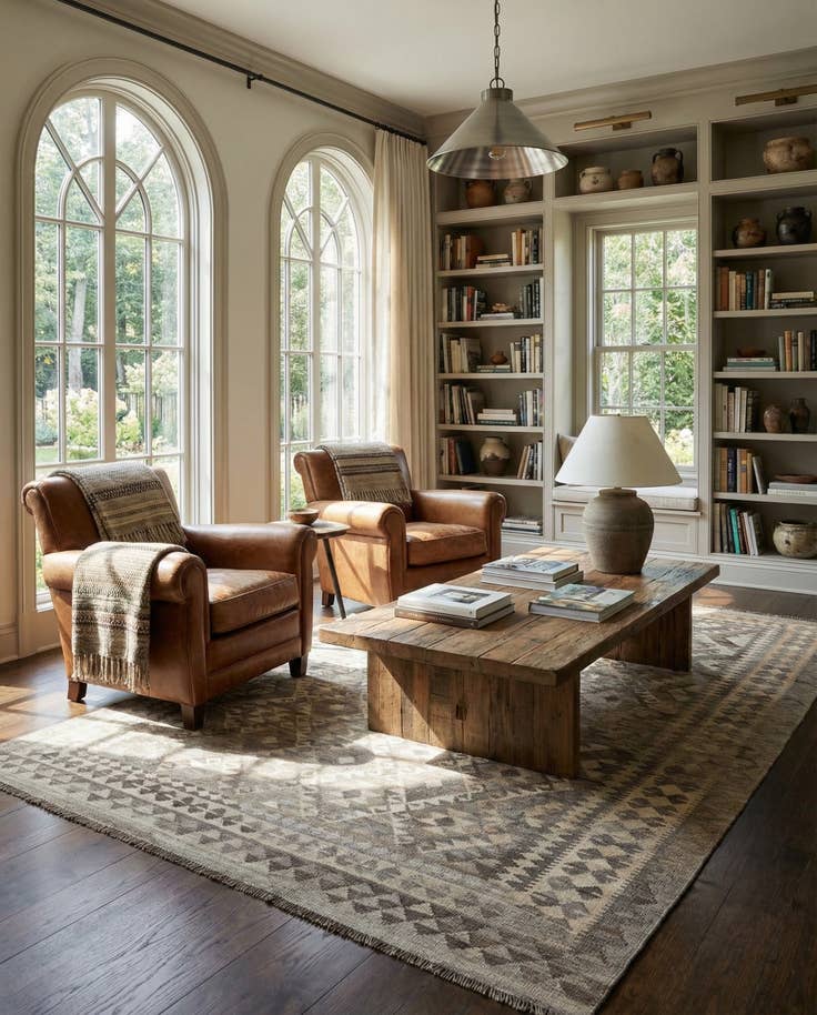 Detail image of 7' x 9' 8 Hand Woven Kilim Maymana Wool Rug