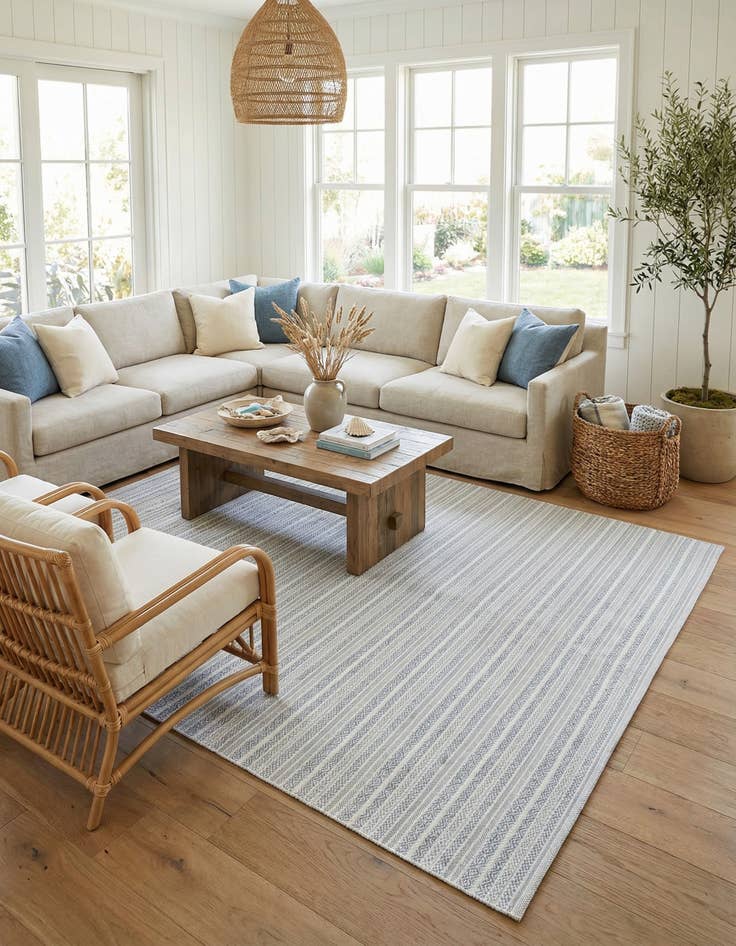 Detail image of 10' x 14'  Washable Striped Indoor / Outdoor Rug