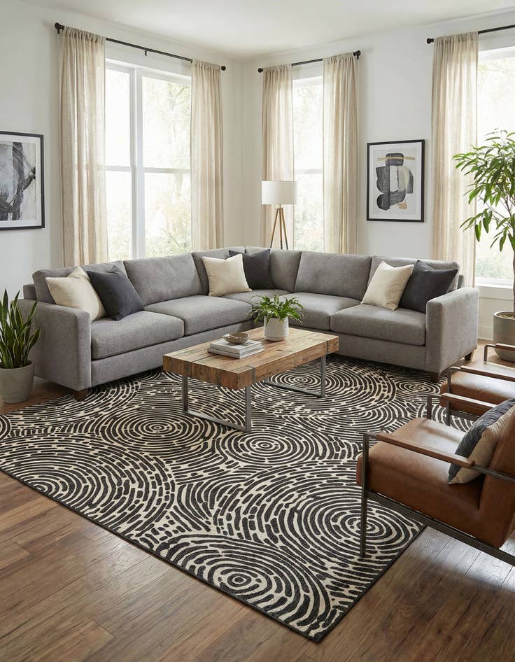 Detail image of  12' x 12'  Washable Modern Indoor / Outdoor Square Rug