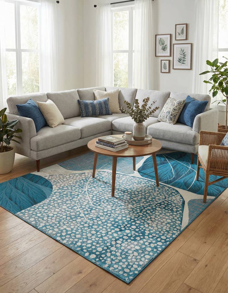 Detail image of  5' 3 x 8'  Washable Modern Indoor / Outdoor Rug