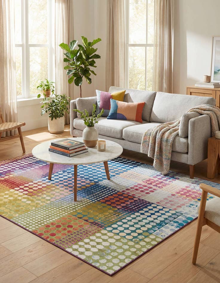 Detail image of 8' x 10'  Washable Modern Indoor / Outdoor Rug