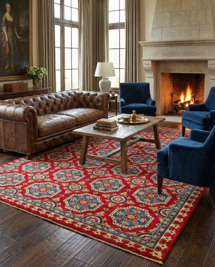 Detail image of 6' 8 x 9' 6 Hand Knotted Kazak Rug