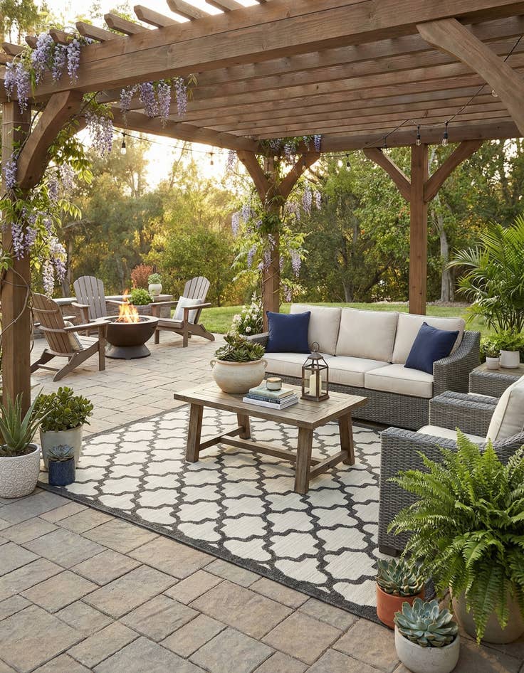 Detail image of 7' x 10'  Washable Trellis Indoor / Outdoor Rug