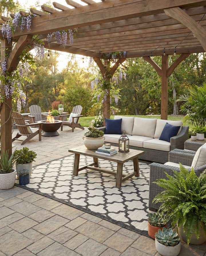 7' x 10' Easy-Clean Trellis Indoor / Outdoor Rug