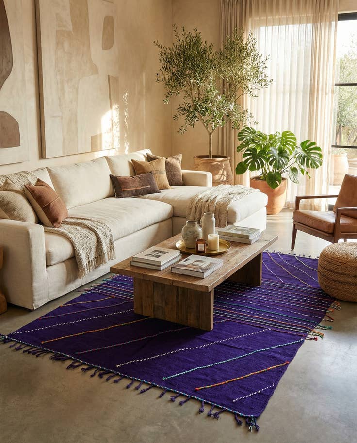 Detail image of 6' 9 x 9' 9 Hand Knotted Moroccan Wool Rug