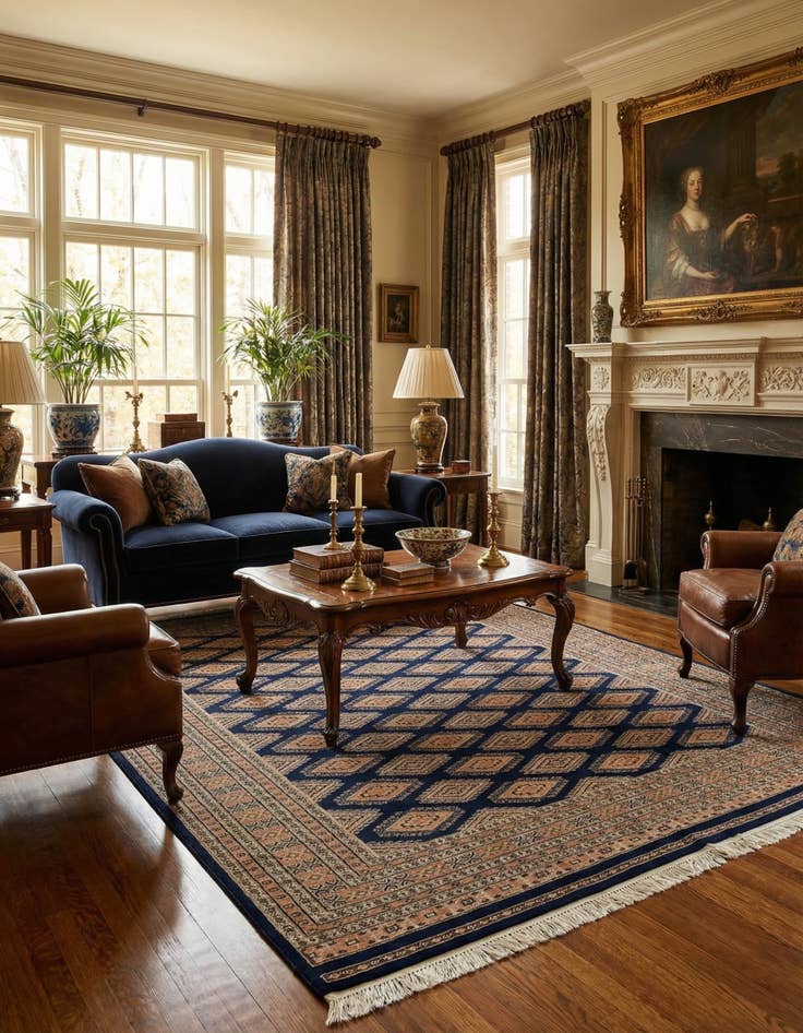 Detail image of 5' 6 x 8'  Hand Knotted Bokhara Oriental Wool Rug