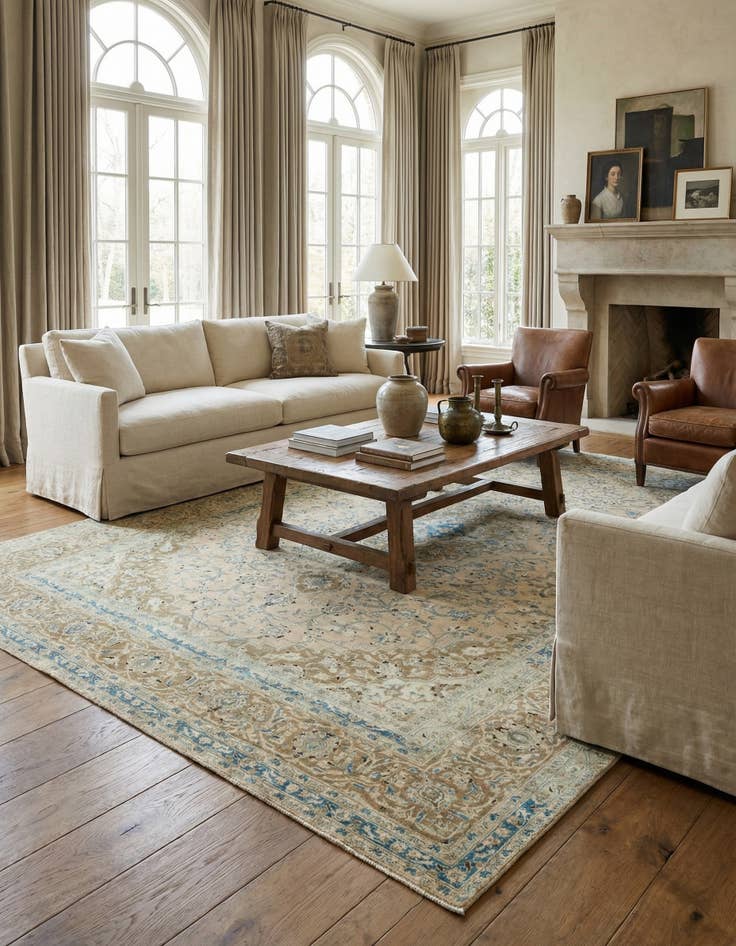 Detail image of 9' 4 x 12' 9  Hand Knotted Ultra Vintage Persian Wool Rug