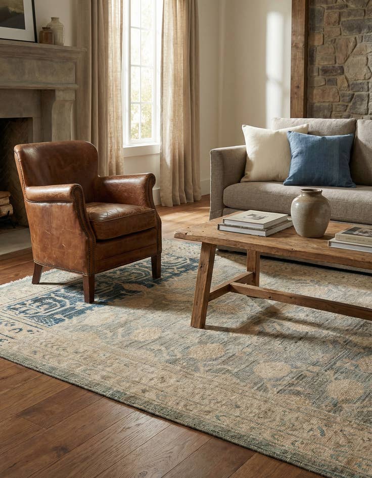 Detail image of 4' 1 x 5' 10 Hand Knotted Peshawar Ziegler Rug