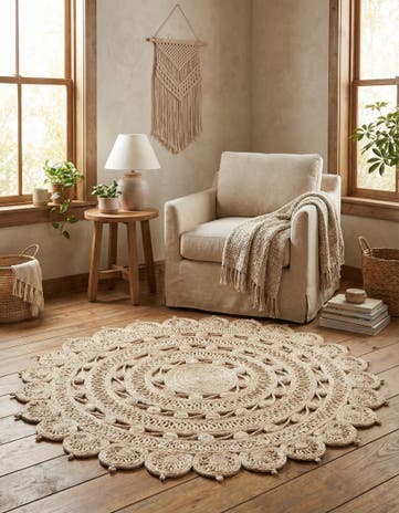 5' 1 x 5' 1 Handmade Braided Jute Round Rug
