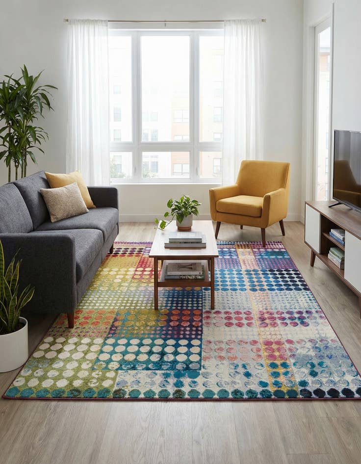 Detail image of 5' x 7'  Washable Modern Indoor / Outdoor Rug