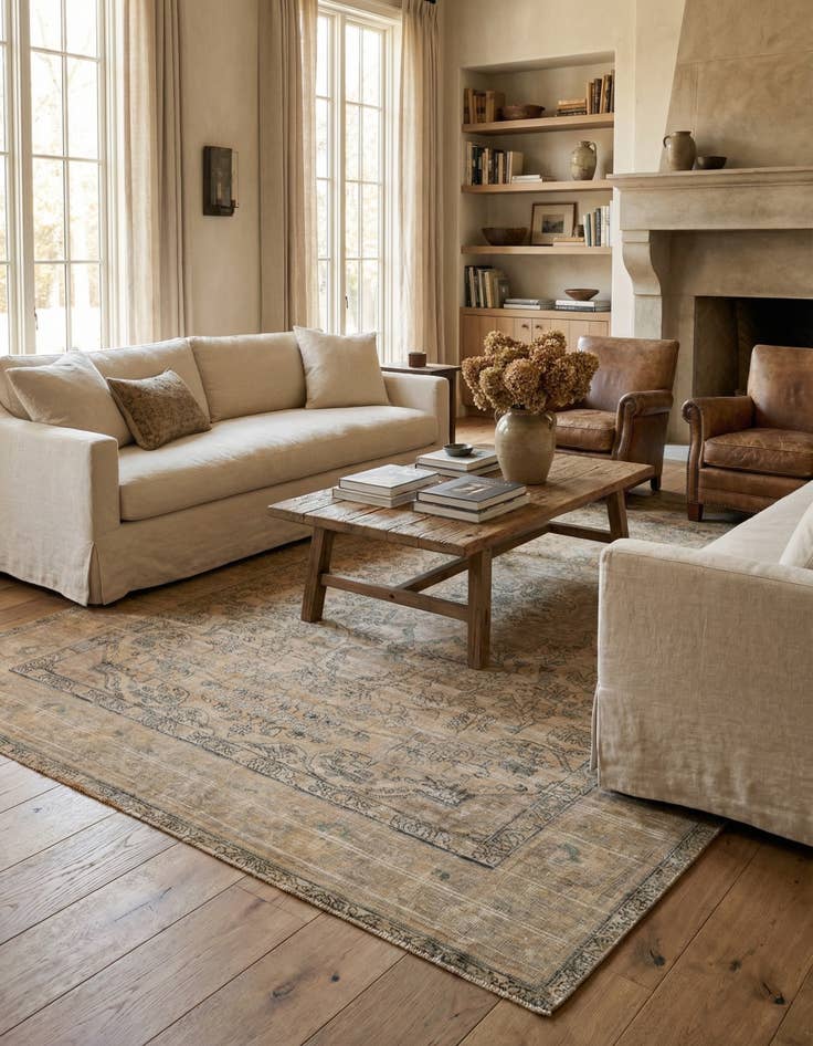 Detail image of 6' 6 x 9' 6  Hand Knotted Ultra Vintage Persian Wool Rug