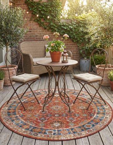 4' x 4' Easy-Clean Traditional Indoor / Outdoor Round Rug