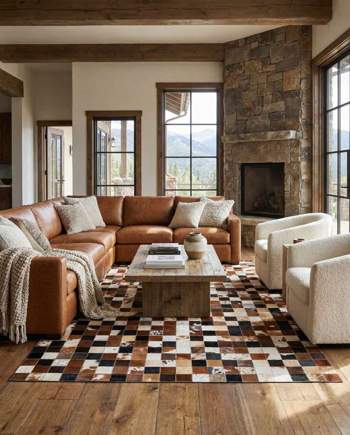 5' x 8' Cowhide Leather Rug