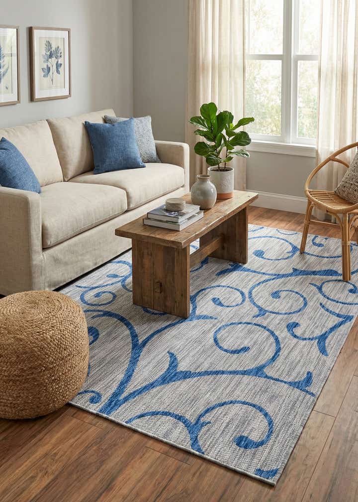 6' x 9' Easy-Clean Botanical Indoor / Outdoor Rug