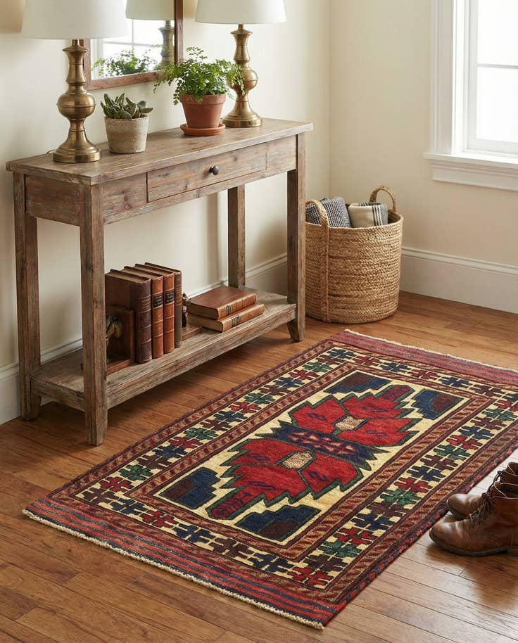 Detail image of 2' 9 x 4' 10 Hand Knotted Sumak Wool Rug