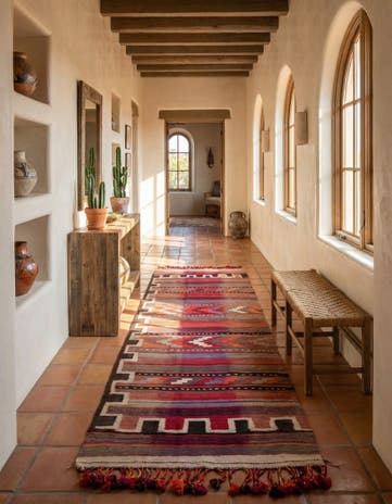 4' 3 x 12' 6 Hand Woven Kilim Fars Wool Runner Rug