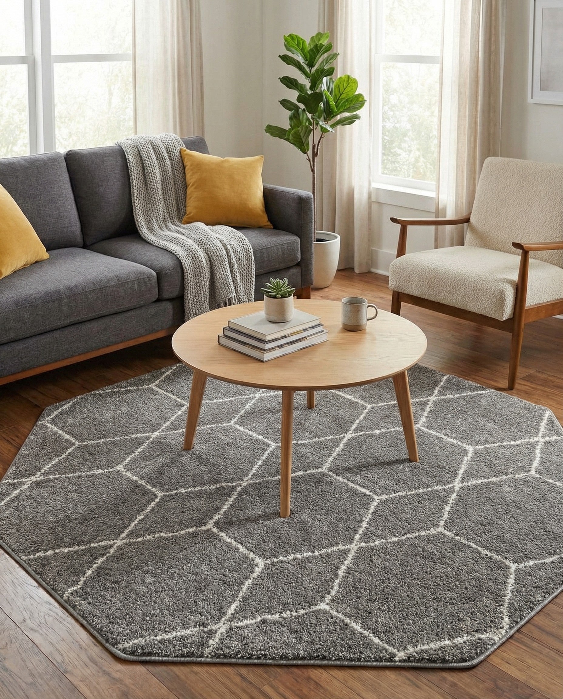  5' 3 x 5' 3 Lattice Frieze Octagon Rug