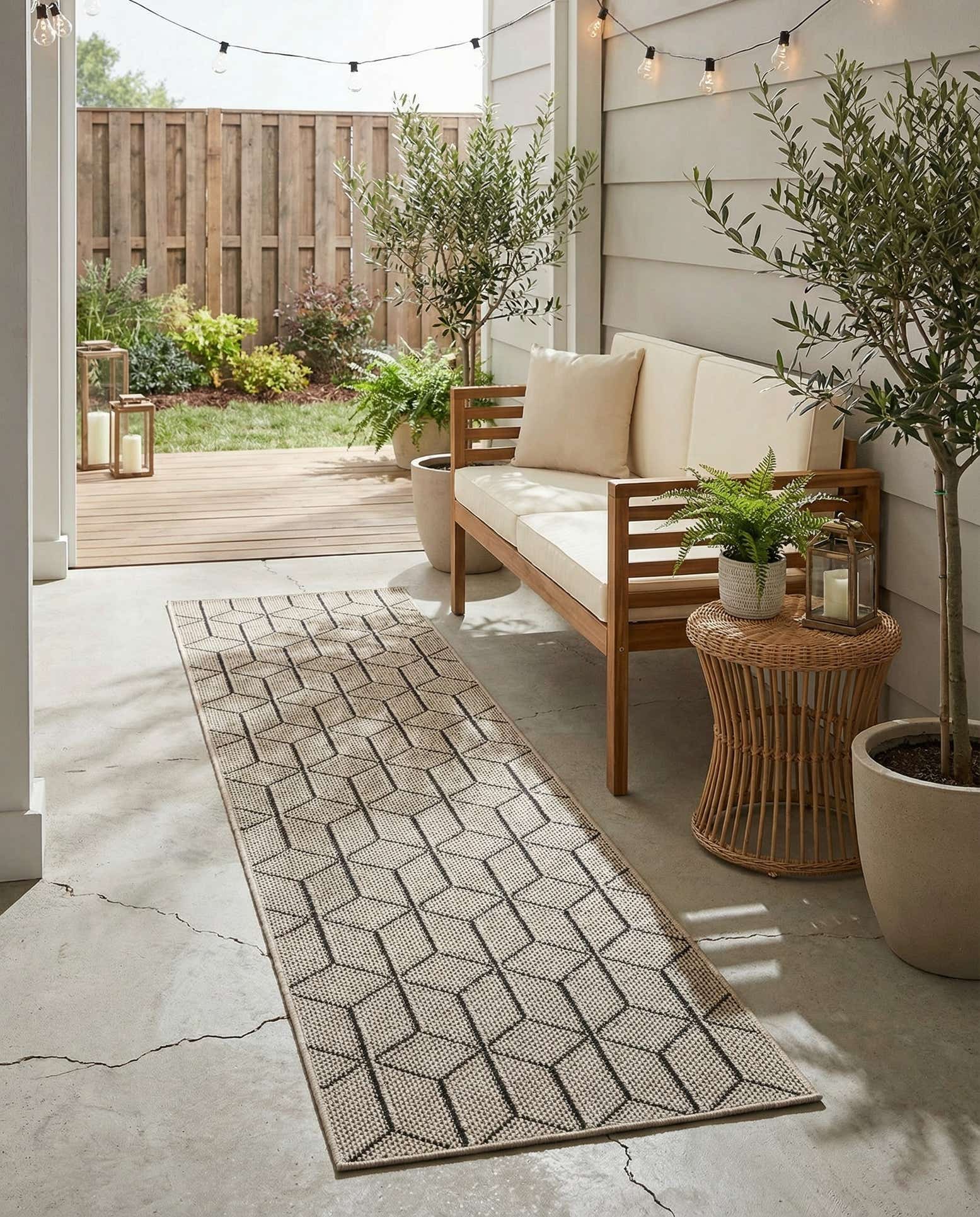 2' x 8' Easy-Clean Trellis Indoor / Outdoor Runner Rug