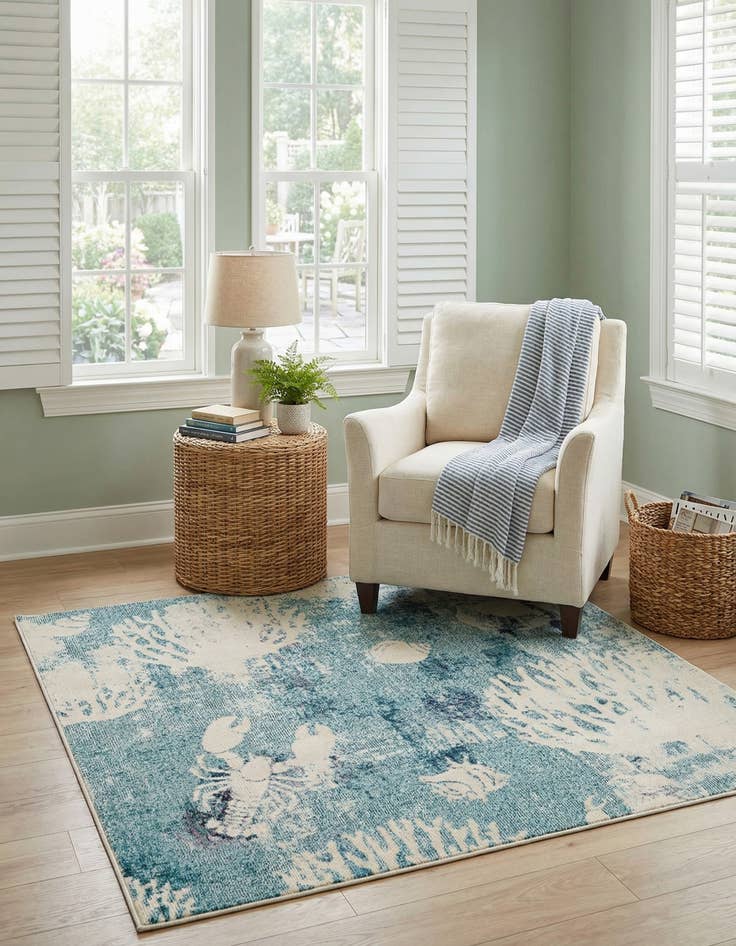 Detail image of 6' 1 x 6' 1  Washable Capri Square Rug