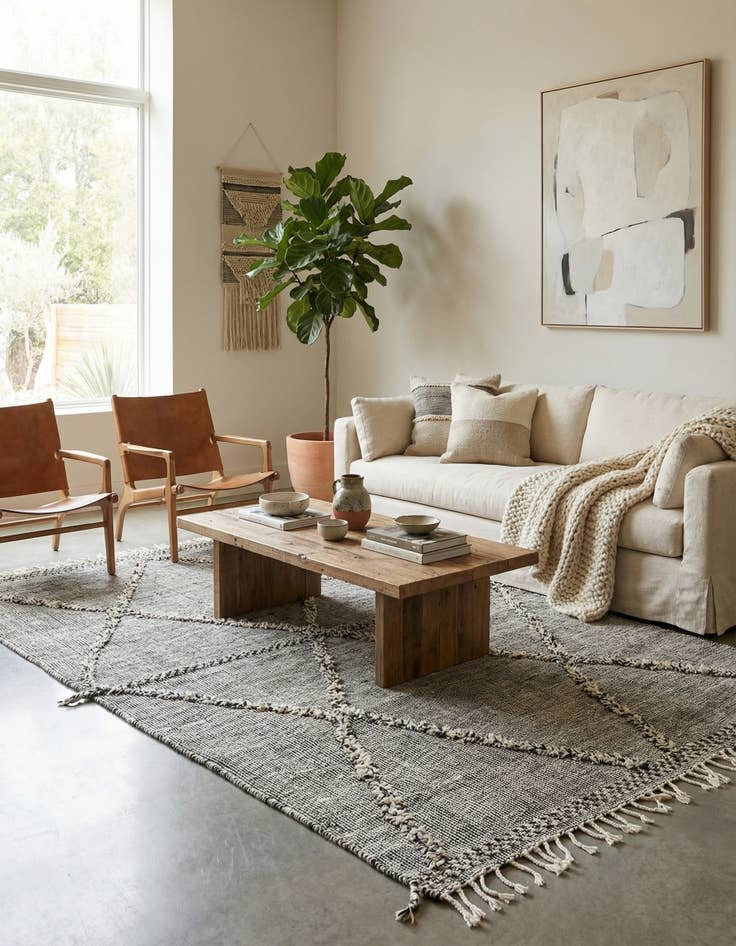 Detail image of 6' 4 x 10' 4  Hand Knotted Moroccan Wool Rug