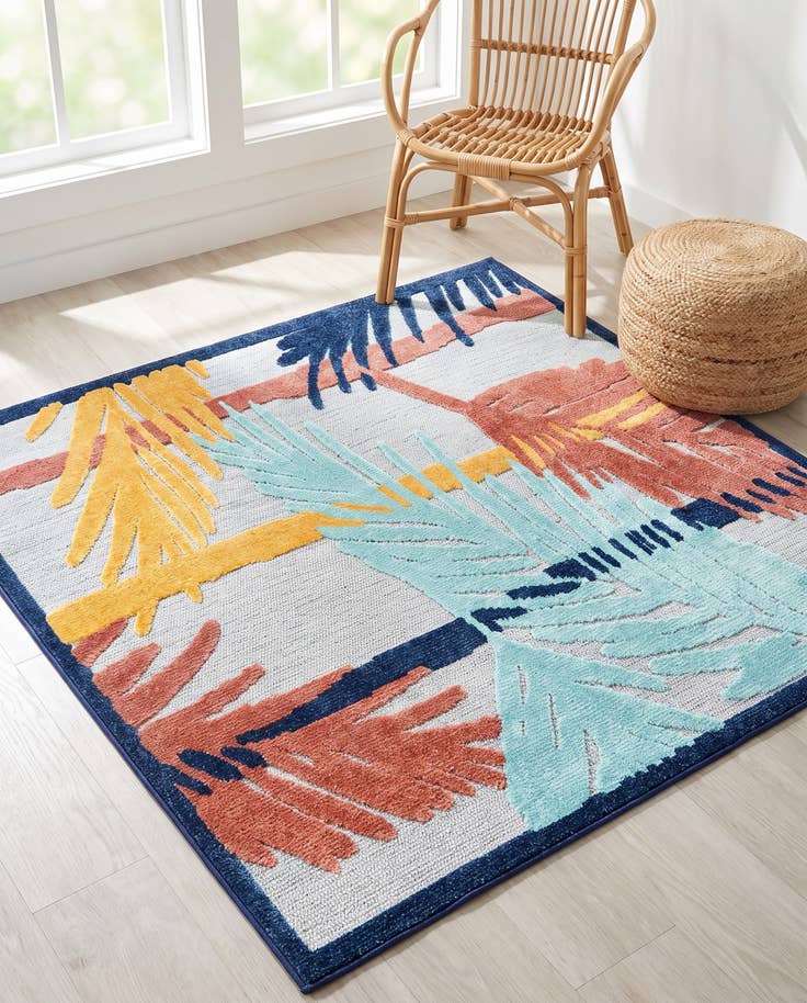 Detail image of 5' 3 x 5' 3 Easy-Clean Belize Indoor / Outdoor Square Rug
