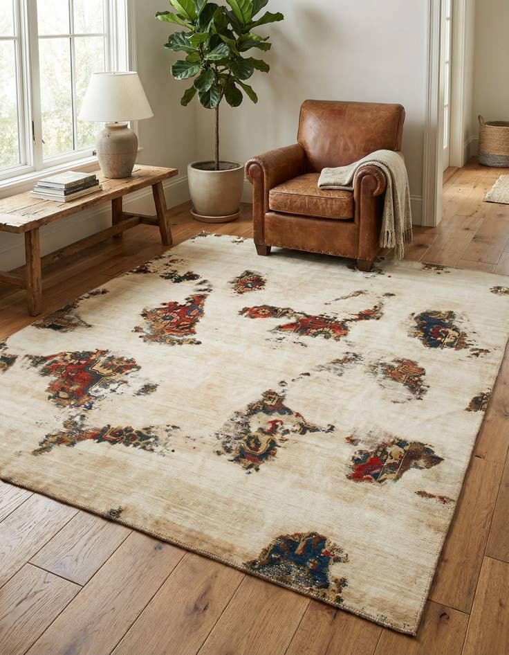 Detail image of 6' 5 x 7' 3 Hand Knotted Ultra Vintage Persian Wool Square Rug