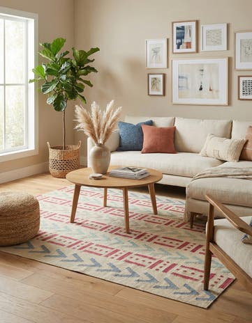 5' 2 x 6' 2 Hand Woven Kilim Modern Wool Rug