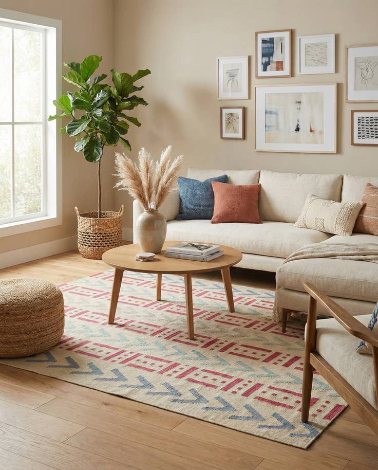 Detail image of 5' 2 x 6' 2 Hand Woven Kilim Modern Wool Rug