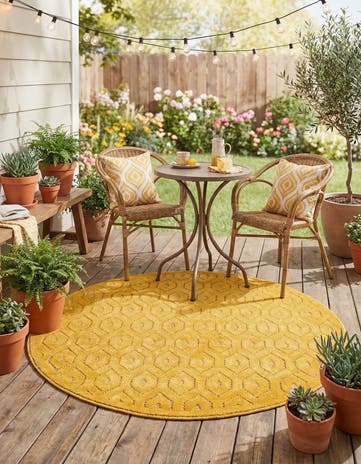 4' x 4' Easy-Clean Trellis Textured Indoor / Outdoor Round Rug
