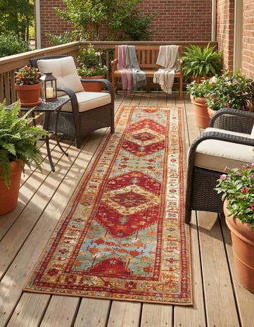 2' 7 x 12' Easy-Clean Traditional Indoor / Outdoor Runner Rug