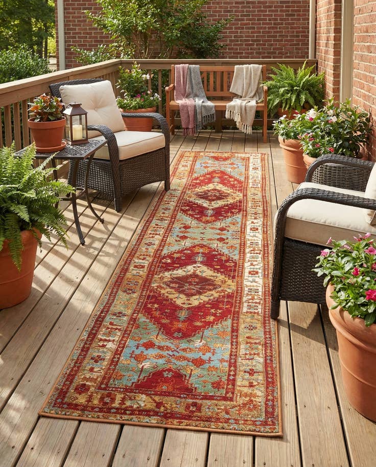 Detail image of 2' 7 x 12' Easy-Clean Traditional Indoor / Outdoor Runner Rug