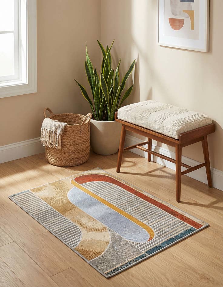 Detail image of  2' x 3' 1  Washable Modern Indoor / Outdoor Rug