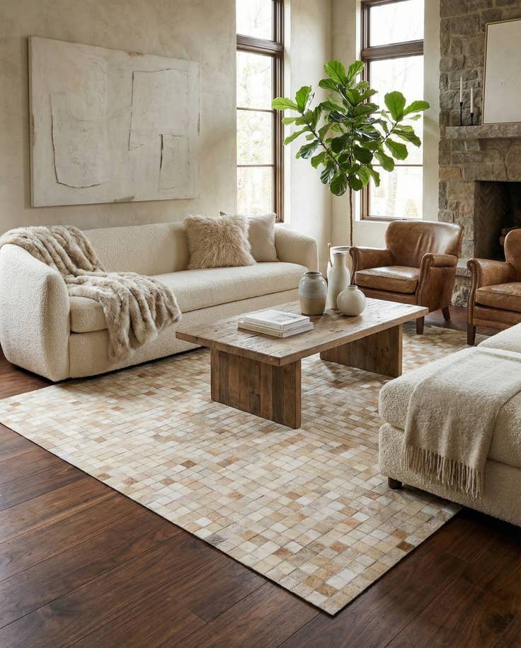 Detail image of 5' 2 x 8' Cowhide Stocks Rug